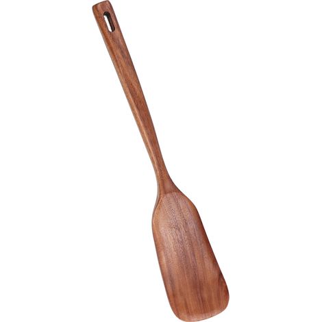 Spatule en Bois Naturel pour Cuisine - Manche Long, Sans Odeur et Sécuritaire pour la Cuisson (1/5)