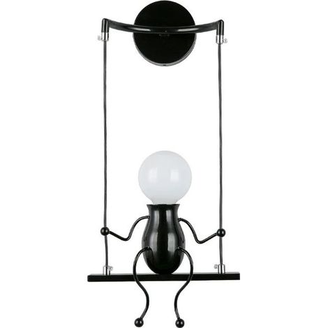 Moderne Lampe Murale Applique Créatif Simplicité Design Petite Personne Créatif E27 Luminaire Noir pour Chambre d'enfant Couloir Décoratives Ecla (1/3)
