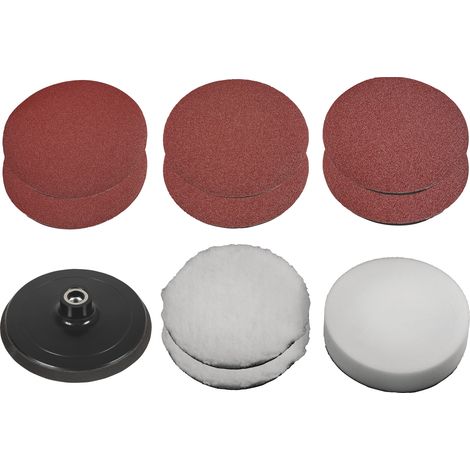 Original Einhell 10-tlg. Polierhauben- und Schleifpapier-Set (Polier- und Schleifmaschinen-Zubehör, passend für Einhell Polier- und Schleifmaschinen mit Ø 150 mm)