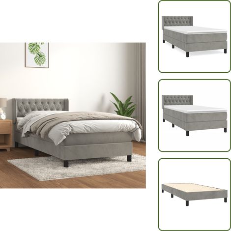 Boxspringbett mit Matratze Hellgrau 100x200 cm Samt - Samtbett - Boxspringbett - Doppelbett - Bettauflage - Matratze (1/5)