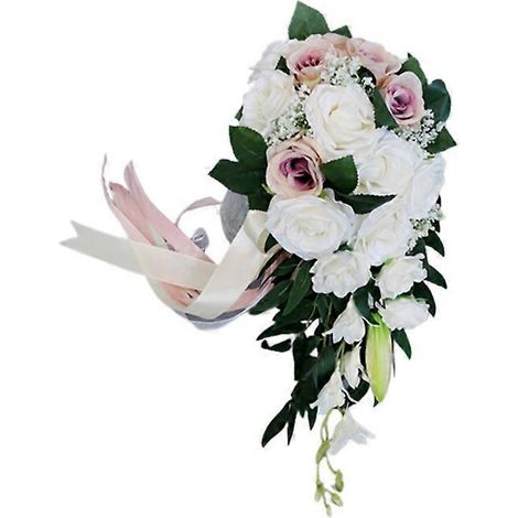 Romantischer, rosafarbener Brautstrauß in Tropfenform, handliche Brautblume, Hochzeitsgeschenk für die Braut – 1 Stück (1/4)