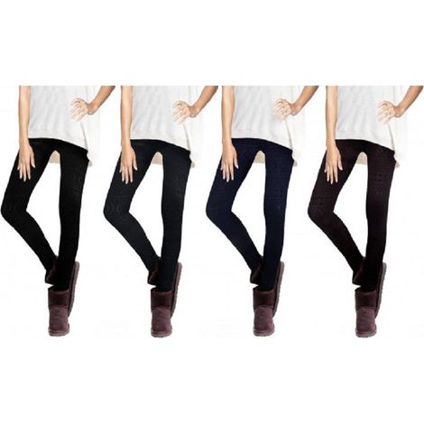 TRADE SHOP - Set 4 Leggings Fantasia Ethnic Donna Effetto Termico Interno Felpato Elastico - (1/5)