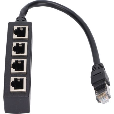Dioche Splitter Ethernet Cable Ethernet Cable Splitter Port 4 RJ45 Splitter Adapter 1 To 4 Port Smooth Powerline Network Adapter Transmission Excellent Connection Network Cable Adapter