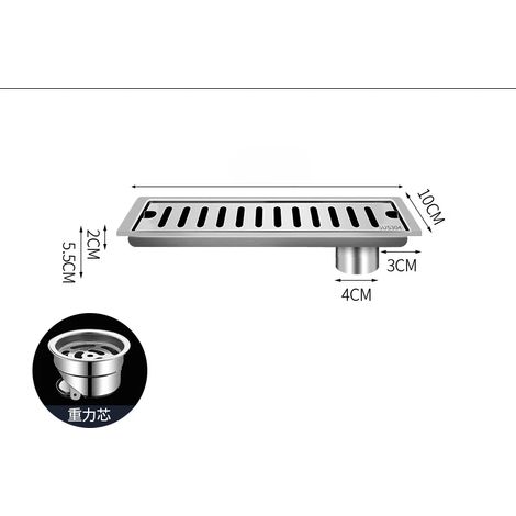 (A-30CM)10CM wide 304stainless steel drain rectangular bathroom strip deodorant floor drain rectangular shower room drainage floor drain (1/4)