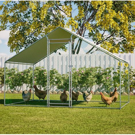 Hühnergehege 3 x 2 x 2 m mit Sicherheitsschloss und wasserdichter PE-Plane OKMYHOME (1/5)