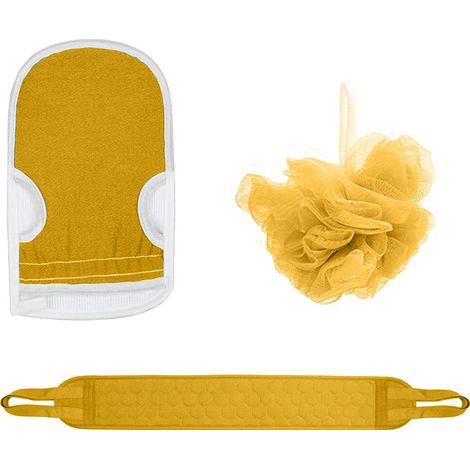 Gant Exfoliant - Bande Exfoliante Dos - Éponge De Bain - Fibre Végétale - Pour Homme Et Femme - Lot De 3 Pièces (1/5)