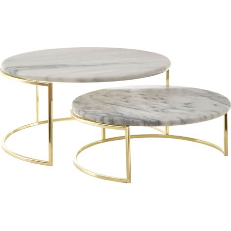Premier Housewares Set of 2 White Marble Cake Stands (1/4)
