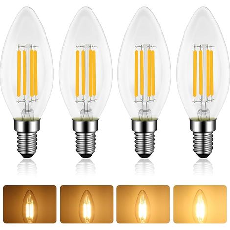 Ampoules E14 Bougie LED 4W Dimmable Blanc Chaud 2700K 400LM AC 230V C35 E14 Filament Vintage pour Lustres Plafonnier Applique (1/2)