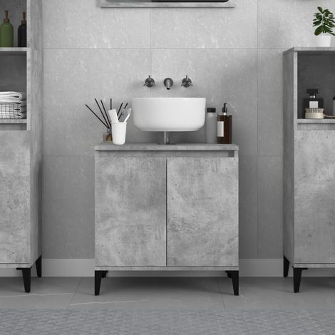 Chic Meuble sous vasque simple,Meuble bas sous vasque,Armoire d'évier de salle de bain gris béton 58x33x60 cm bois d'ingénierie -30932 (1/5)
