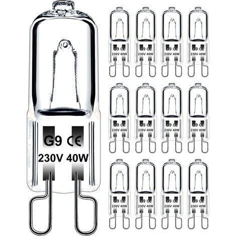 Ampoule G9 40W 230V Dimmable Blanc Chaud, Ampoule Halogène G9 Tolérance de 300°C, Ampoule Four G9 Pour Four Micro-ondes Cuisinière Plafonniers, Lot de 12 (1/4)