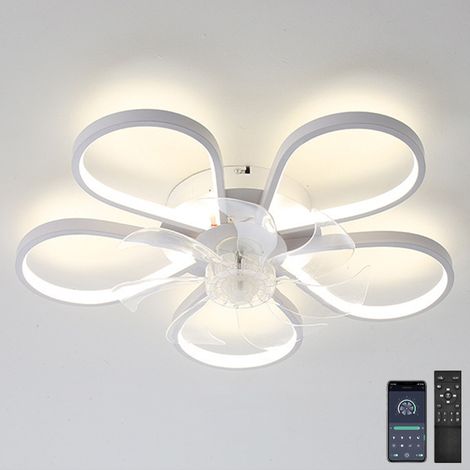 Ventilateurs de plafond avec lumières, ventilateur de lustre LED à intensité variable avec télécommande et application, 6 vitesses de vent, 62 cm (1/5)