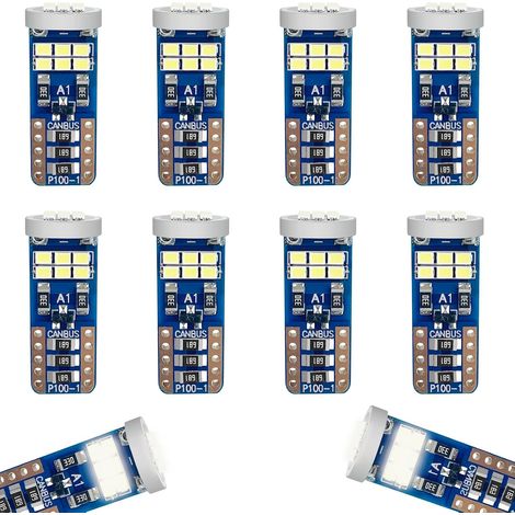10 Pieces Ampoules T10 W5W LED, 6500K (Blanc) - Canbus Sans Erreur, Haute Puissance, Longue Durée de Vie pour Voiture Intérieur Lumière Dôme Porte Plafonnier Position Feux De Pla (1/5)