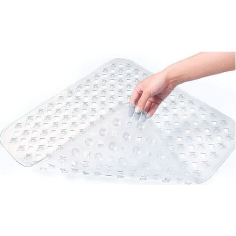 Tapis de Douche carré Blanc Transparent 53 x 53 cm Tapis de Bain antidérapant Lavable en Machine pour Receveur de Douche Tapis de Douche antidérapant avec ventouses Idéal pour Les (1/4)