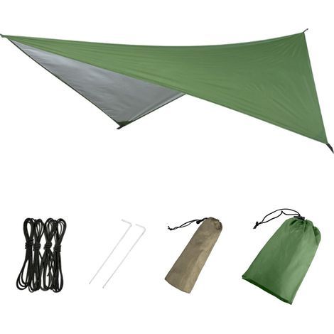 Bâche-abri imperméable pour bivouac – Tapis de sol étanche – Abri de randonnée, pare-soleil et auvent anti-UV pour camping et trekking (03 Vert, 122 x 122 pouces (Diagonale)) (1/4)