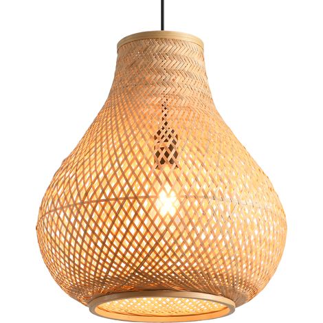 Parrot Uncle Bambus Pendelleuchte 38 cm Boho Hängelampe E27 höhenverstellbar Schlafzimmer Esszimmer Flur ohne Leuchtmittel