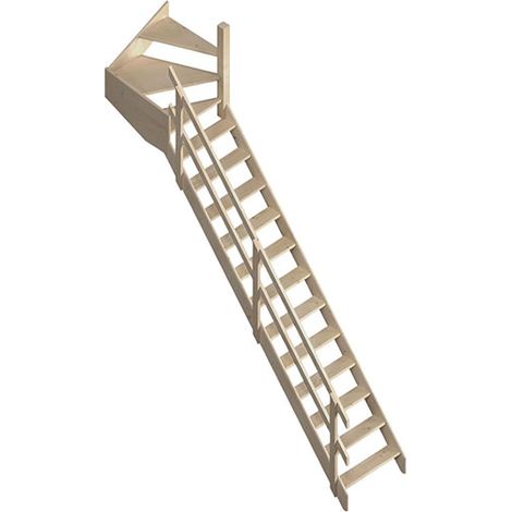 Scala in legno a 15 gradini - Altezza da superare 3,20 m - Con ringhiera - Larghezza 0,68 m - COTTAGEJ-LDH-320 (1/5)