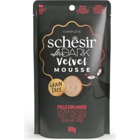 Schesir Cat After Dark Velvet Mousse con Pollo e Manzo  - Schesir Cat After Dark Velvet Mousse con Pollo e Manzo - Bustina Da 80 Gr (1/2)