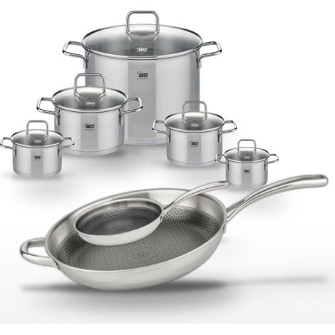 Lot Poêles 24cm & 32cm Elo Relief Evolution avec 5 Faitouts Elo (1/5)
