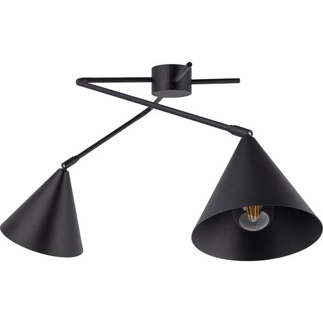 Plafonnier moderne noir 2 spots E27 orientables Sigma