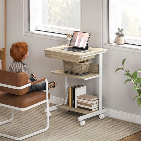 Rollschreibtisch mit Schublade und Ablagen, 56 x 51 x 79 cm, Spanplatte und Metall (1/5)