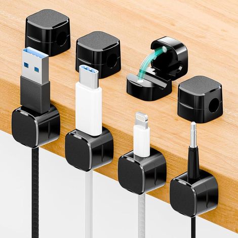 Fascette fermacavi, set di 8 magneti adesivi per organizzare e gestire i cavi di ricarica USB. - AquaForge (1/5)