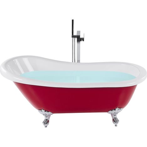 Bañera independiente de acrílico rojo patas 153 x 77 cm retro vintage tradicional Cayman