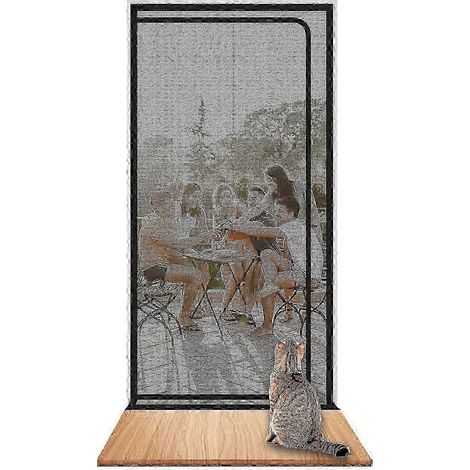 ReinCompatible Katzen-Moskitonetztür mit Reißverschluss, langlebig und haustiersicher, weiß, verhindert das Entkommen von Haustieren. (1/5)