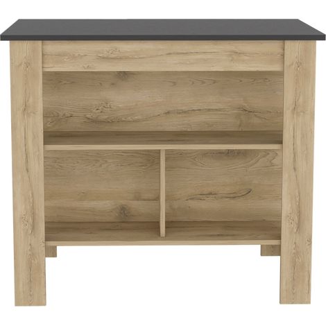 Isla de cocina Cala tres estantes y cuatro patas Macadamia / Negro (1/5)