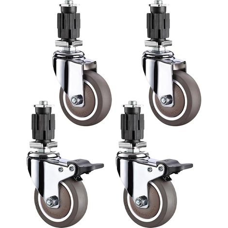 180kg Silent Swivel Wheels With Brake, 25mm Or 30mm Black Sleeve For Installation Of Furniture Feet Square Tube Stainless Steel Rubber Rotary Casters For Carts (30 (1/5)