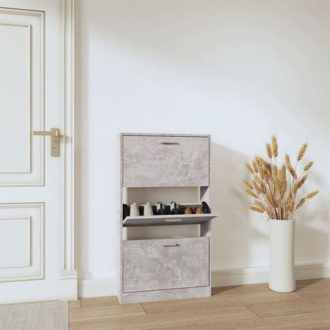 Shoe Cabinet Concrete Grey 59x17x108 cm Engineered Wood vidaXL