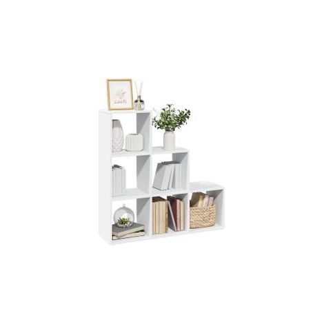 Étagère bibliothèque escalier 3 niveaux Kato 99cm - 6 niches-Blanc (1/5)