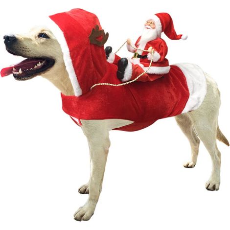 Costume de Père Noël pour chien, vêtements de Noël pour animaux de compagnie, costume de cosplay, déguisement de fête (1/4)