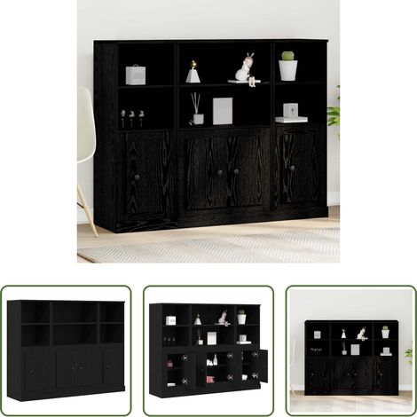 vidaXL Hochschrank Schwarz -  Highboard Schwarz Eichen-Optik 132 x 35,5 x 103,5 cm (1/5)