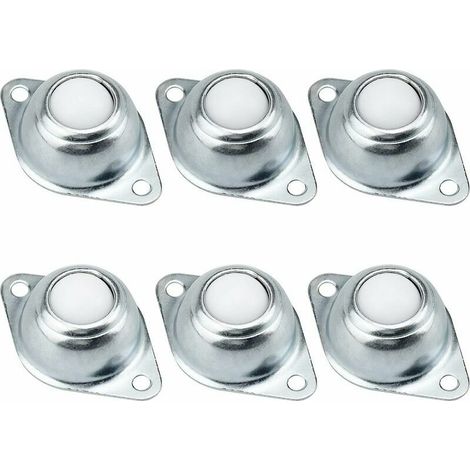 Pack of 6 Ball Transfer Furniture Casters with Bottom Flange Mounting Holes Galvanized Iron Transfer Bearing with Nylon Balls Conveyor Transfer Ball Bearing