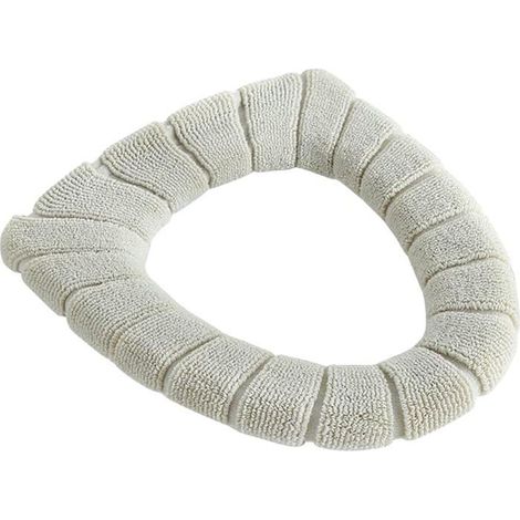 Copriwater - Tappetino elastico e caldo, ideale per l'inverno - Riutilizzabile e lavabile - Beige (1/5)