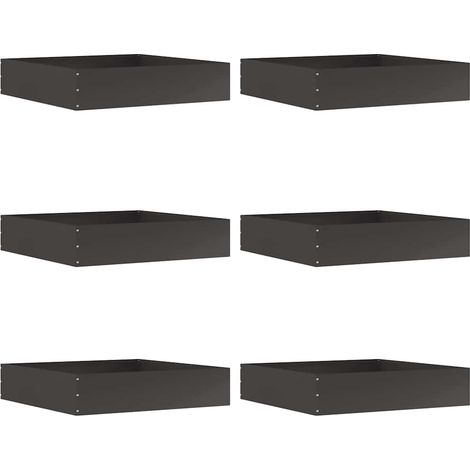 Lawn Edging 6 pcs Black 60 x 60 x 13 cm Steel vidaXL