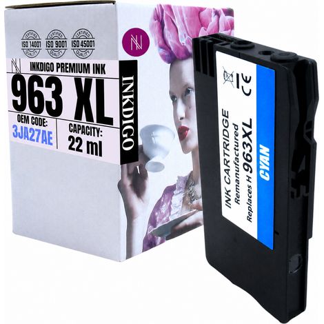 Inkdigo 963XL Tinte kompatibel mit HP OfficeJet Pro 9010, 9019, 9026, 9010e, TÜV-zertifiziert (1/5)
