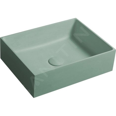 Vasque à poser FORMIGO en béton, 47,5x36,5cm, vert mat (1/5)