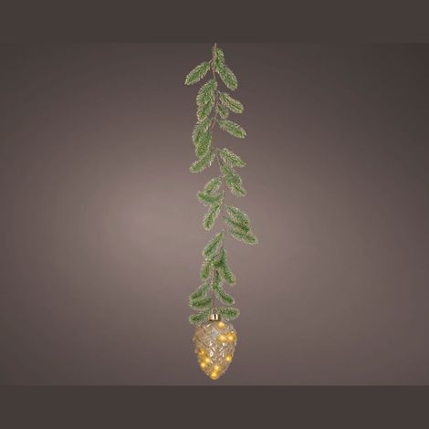 PIGNA LUMINOSA AMBRA CON LED E RAMI DI PINO DA APPENDERE DECORAZIONE NATALIZIA