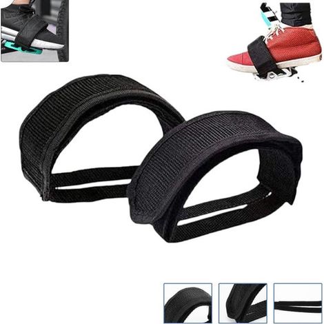 Ensemble de 2 sangles de pédales de vélo antidérapantes, auto-adhésives double face, avec cale-pieds, noires, cale-pieds réglables universels (1/5)