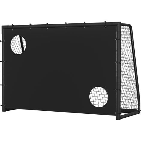 Wolketon Fußballtor 300 x 200 x 120 cm – Großes Fußballtor aus Metall mit Torwand & Netz, für Garten, Training & Outdoor, Schwarz