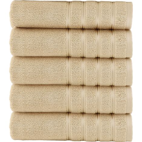 Serviette De Bain - Coton Peigné - 70 x 140 cm - Marron - 5 Pièces (1/5)