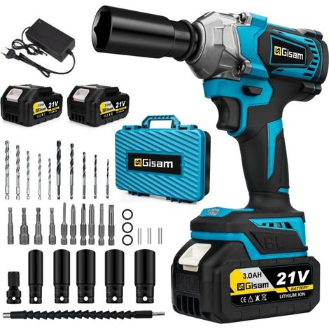 – Clé à chocs électrique 1/2' 650Nm – 2 batteries 3.0Ah – Moteur sans balais – 4 vitesses – Éclairage intégré pour espaces sombres (1/5)