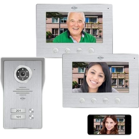 Interphone vidéo IP WiFi ELRO DV477IP2 pour 2 familles avec écran couleur 2x7 pouces et vue en direct (1/4)