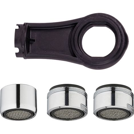 Kit 3 Aireadores Economizadores de Agua + Llave QUICK PLOMBERIE - 1 aireador H 22x100 + 2 aireadores 6,5L min + 1 llave de desmontaje y limpieza
