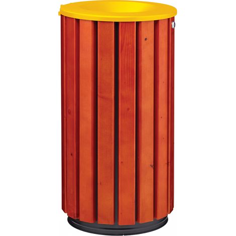 Corbeille à poser ou à fixer Zeno Access - 80l - bois vernis / jaune colza - RAL 1021 (1/3)