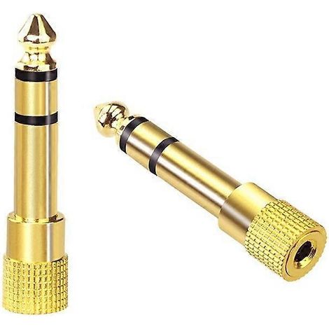 Adaptateur jack pour casque audio stéréo plaqué or, prise auxiliaire femelle, convertisseur audio pour clavier, piano numérique, amplificateur et écouteurs (2 pièces, or) (1/4)