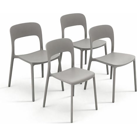 Set 4 Sedie Da Giardino In Polipropilene Impilabili Leggere E Resistenti Ideali Per Esterni Terrazze Giardini Bar Dehors Ristoranti 41 x 82,5 x 52 cm Grigio (1/5)