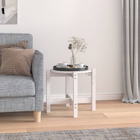 Table basse Table d'appoint pour Salon Chambre - Blanc Ø 52,5x45 cm Bois massif de pin BV825390 - BonneVie (1/5)