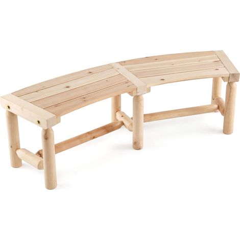 COSTWAY Panca In Legno,Panca Curva,Seduta All'Aperto,Panchine Da Giardino Per Esterni,Panca Curva Per Tavolo Da Pranzo,Panchine Esterne Senza Schienale,Panca (1/5)